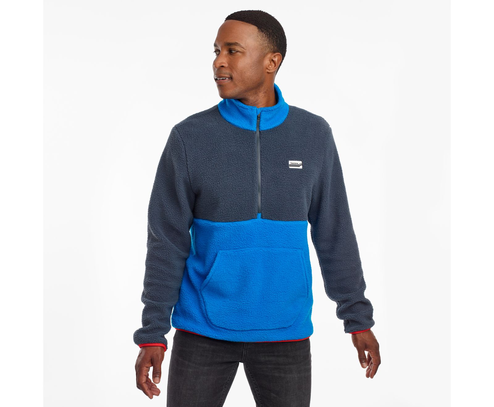 Saucony Fireside Fleece Anorak Men\'s Jackets Blue | Canada 673VRWD